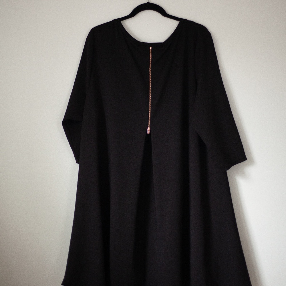 Ashley nell Tipton for boutique 3x black dress 3/4 sleeves, 2 pockets, rose gold